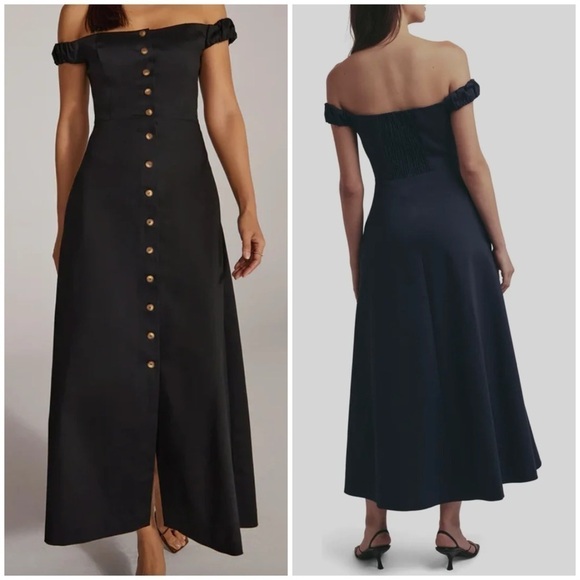 Favorite Daughter The Lovesick Off Shoulder Dress in Meteorite/Black Size 10 NWT - Picture 1 of 10